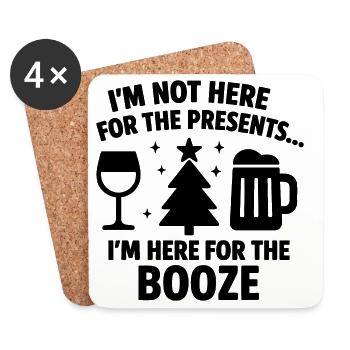 Here For The Booze Christmas Funny - Coasters (set of 4) - white - Front