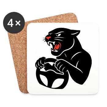 Un grand chat au volant - Dessous de verre (lot de 4) - blanc - Devant