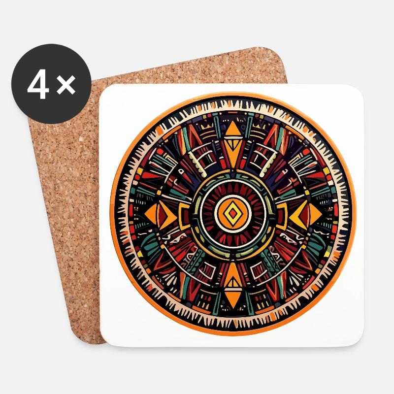 Mandala Feuerkreis - Untersetzer (4er-Set) - Weiß