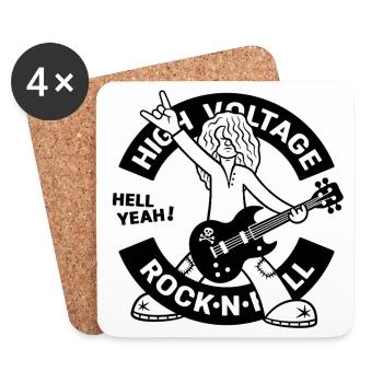 High Voltage Rock'n'Roll-Gitarrist - Untersetzer (4er-Set) - Weiß - Vorne