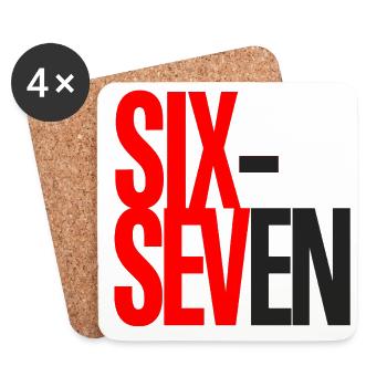 Sechs- und Sieben-Typografie-Logo - Untersetzer (4er-Set) - Weiß - Vorne