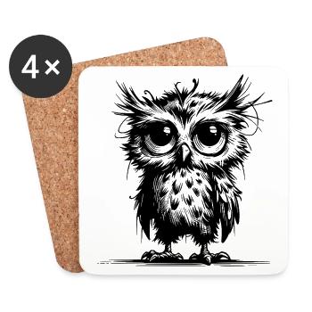 Tired Owls Guardians of the Forest - Coasters (set of 4) - white - Front