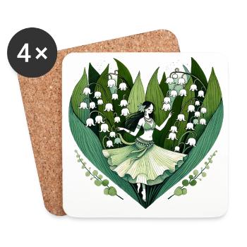 Lily Vale danseuse dans Heart Bloom - Dessous de verre (lot de 4) - blanc - Devant