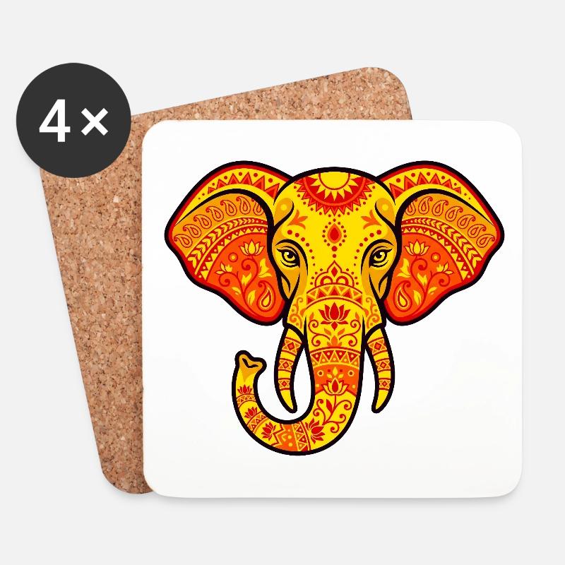 Leuchtend orangefarbener Elefant - Untersetzer (4er-Set) - Weiß