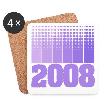 Geboren 2008 - Untersetzer (4er-Set) - Weiß - Vorne