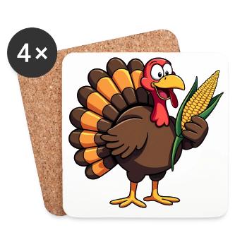 Thanksgiving Drôle Dinde de Thanksgiving - Dessous de verre (lot de 4) - blanc - Devant