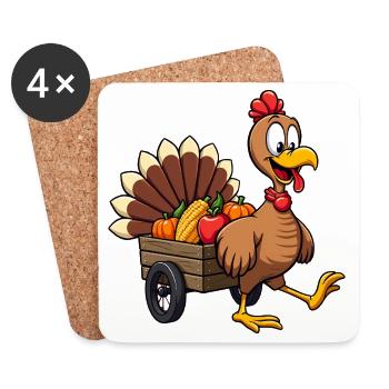 Thanksgiving Funny Thanksgiving Turkey - Coasters (set of 4) - white - Front