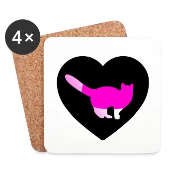 Cat - Coasters (set of 4) - white - Front