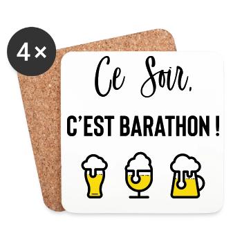 Tonight it's a barathon! - Coasters (set of 4) - white - Front