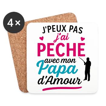 J'ai Pêche avec Papa d'Amour - Dessous de verre (lot de 4) - blanc - Devant
