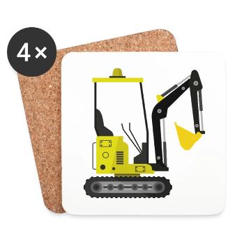 Bagger - Untersetzer (4er-Set) - Weiß - Vorne