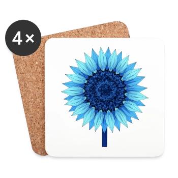 Tournesol bleu géométrique - Dessous de verre (lot de 4) - blanc - Devant
