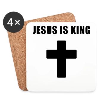 Jesus Is King Minimal Cross Design - Untersetzer (4er-Set) - Weiß - Vorne
