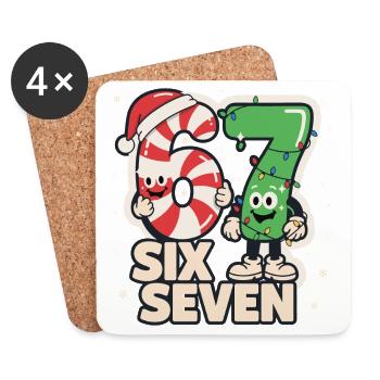 67 Meme Six Seven cadeau de Noël drôle - Dessous de verre (lot de 4) - blanc - Devant