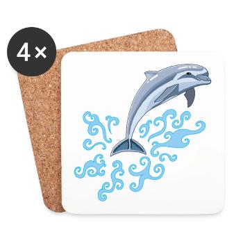 The dolphin's jump - Coasters (set of 4) - white - Front