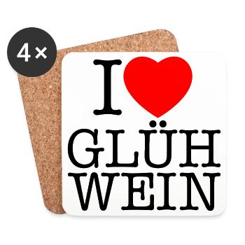 i love Gluehwein Weihnachten - Untersetzer (4er-Set) - Weiß - Vorne