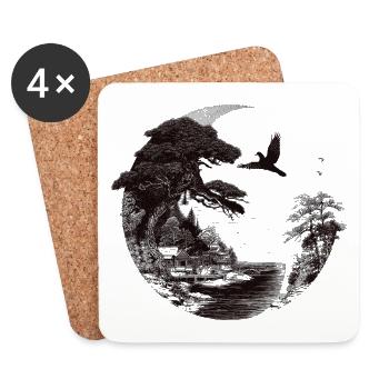 Forest silhouette around the world - Coasters (set of 4) - white - Front