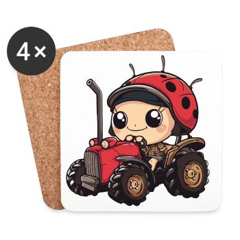 Fermier de tracteurs Ladybug - Dessous de verre (lot de 4) - blanc - Devant