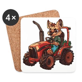 Hyène Tractor Farmer - Dessous de verre (lot de 4) - blanc - Devant