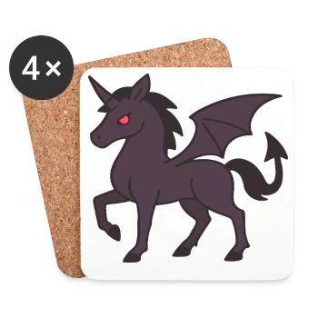 Licorne Démoniaque Sombre aux Ailes et aux Yeux Rouges - Dessous de verre (lot de 4) - blanc - Devant