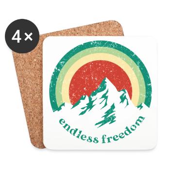Endless Freedom Mountain Rainbow im Retro-Design - Untersetzer (4er-Set) - Weiß - Vorne