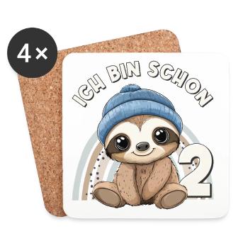 2nd Birthday Sloth Rainbow Cute Cute - Coasters (set of 4) - white - Front