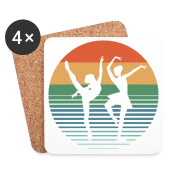 Duo de danse du coucher de soleil - Dessous de verre (lot de 4) - blanc - Devant