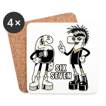67 Six Seven meme Retro Rock Music Gift - Dessous de verre (lot de 4) - blanc - Devant
