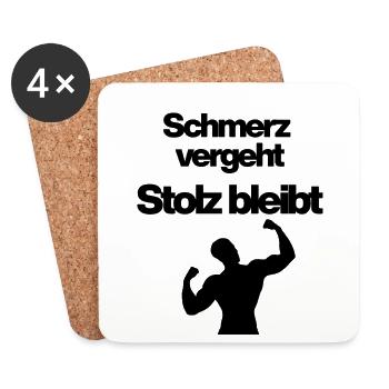 Pain passes, pride remains – bodybuilders, gym - Coasters (set of 4) - white - Front