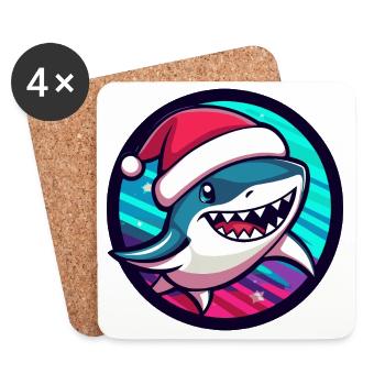 Shark Christmas Santa Comic - Coasters (set of 4) - white - Front