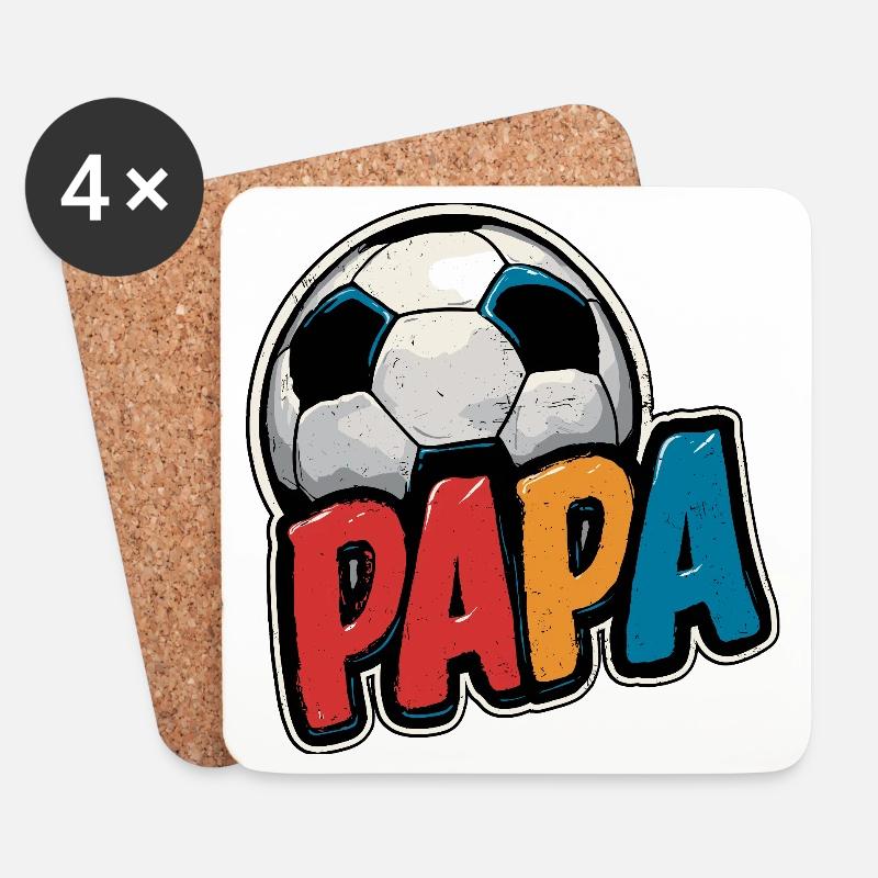 Papa Fußball Geschenk Geschenkidee - Untersetzer (4er-Set) - Weiß