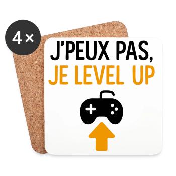 J’peux pas – je level up Geek Gamer Gaming - Dessous de verre (lot de 4) - blanc - Devant