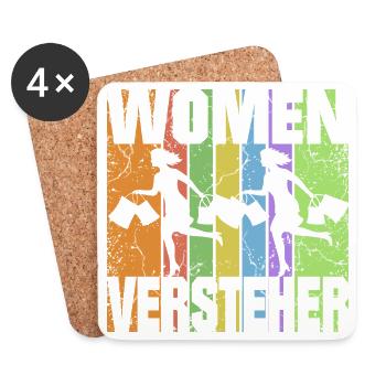 Femme en pleine frénésie shopping - Dessous de verre (lot de 4) - blanc - Devant