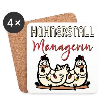 Christmas Chickens Chicken Coop Manager - Coasters (set of 4) - white - Front