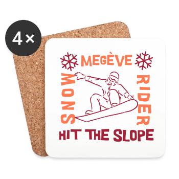 Megève Pistes Snowboard Vibes - Dessous de verre (lot de 4) - blanc - Devant