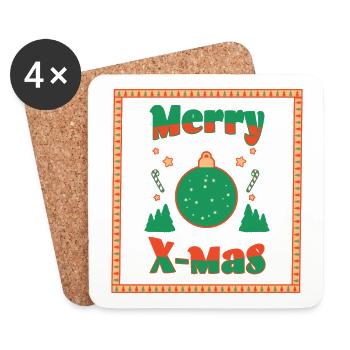 Merry Xmas Christmas - Untersetzer (4er-Set) - Weiß - Vorne