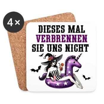 Witch Humor – Burning? No thank you! - Coasters (set of 4) - white - Front