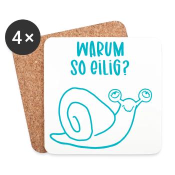 Relaxte Schnecke - Warum so eilig? - Untersetzer (4er-Set) - Weiß - Vorne