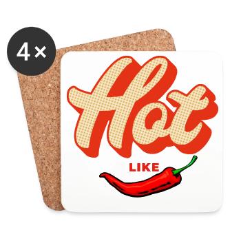 Fort comme le piment – Épicé rétro - Dessous de verre (lot de 4) - blanc - Devant