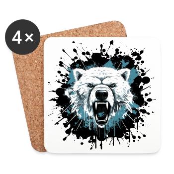 Eisbär im Splatter-Style - Untersetzer (4er-Set) - Weiß - Vorne