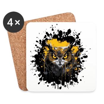 Owl Night Owl Splatter - Coasters (set of 4) - white - Front