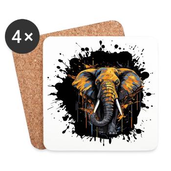 Elefant Splash - Untersetzer (4er-Set) - Weiß - Vorne
