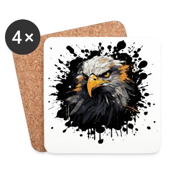 Eagle Head Color Splash - Coasters (set of 4) - white - Front