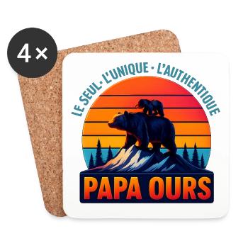 Papa Ours au Soleil Orange - Untersetzer (4er-Set) - Weiß - Vorne