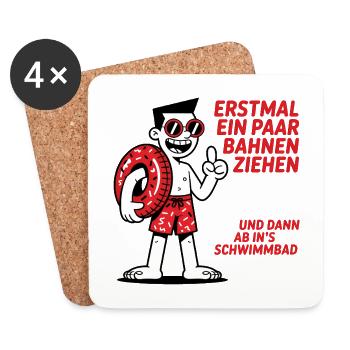 Nager quelques tours - puis partir vers le Schwim - Dessous de verre (lot de 4) - blanc - Devant