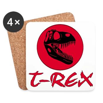 Crâne de tyrannosaure - Dessous de verre (lot de 4) - blanc - Devant