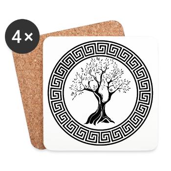 Ancient symbol of the black olive tree - Coasters (set of 4) - white - Front
