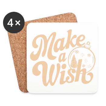 Make a Wish Ornament-Typografie - Untersetzer (4er-Set) - Weiß - Vorne