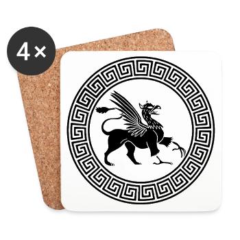 Altes Schwarzgreifen-Symbol - Untersetzer (4er-Set) - Weiß - Vorne