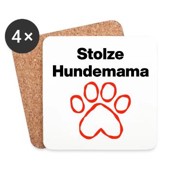 Proud Dog Mom – Paw Love, Doglover - Coasters (set of 4) - white - Front